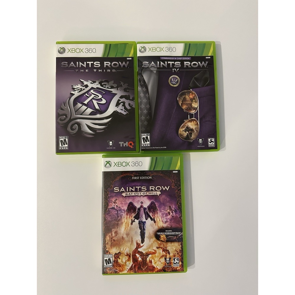 Saints Row 3 The Third, IV Commander, Gat Out Of Hell Game Lot Bundle Xbox 360